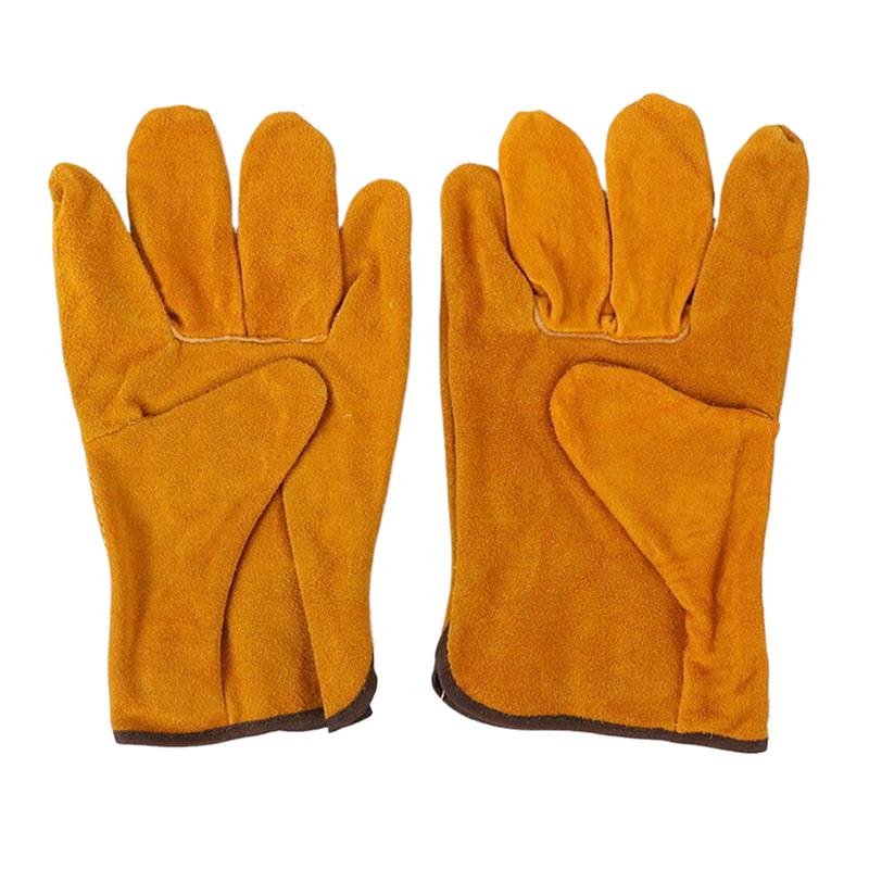 1 Pair Soft Cowhide Driver Hunting Driving Farm Garden Welding Security Protection Safety Mechanic Glove Men Work Gloves