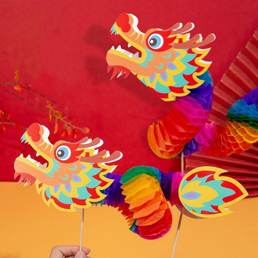 1pc 2025 Year of the Snake Spring Festival Folding Dragon Chinese New Year Ornament DIY Handmade Decoration Pendant