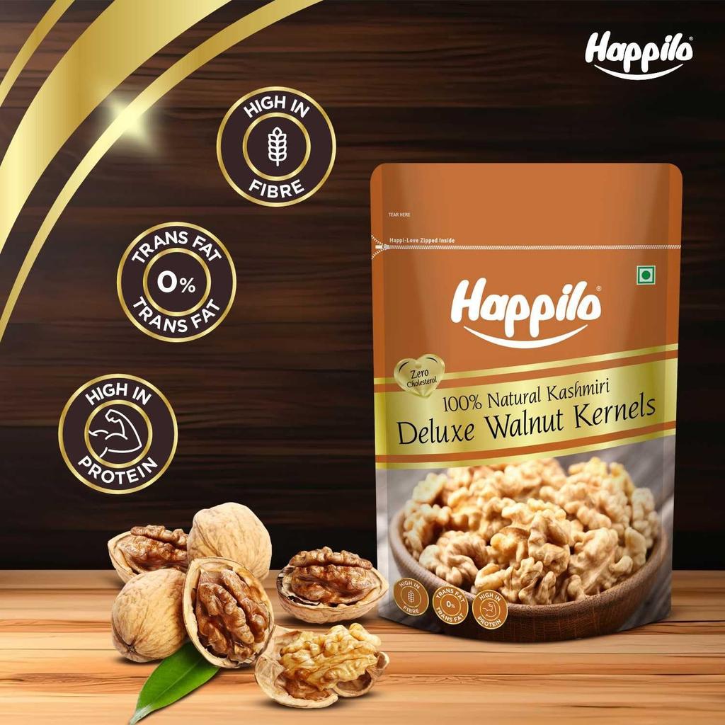 Грецкий орех (200 г), 100% Natural Kashmiri Deluxe Walnut Kernels, Happilo