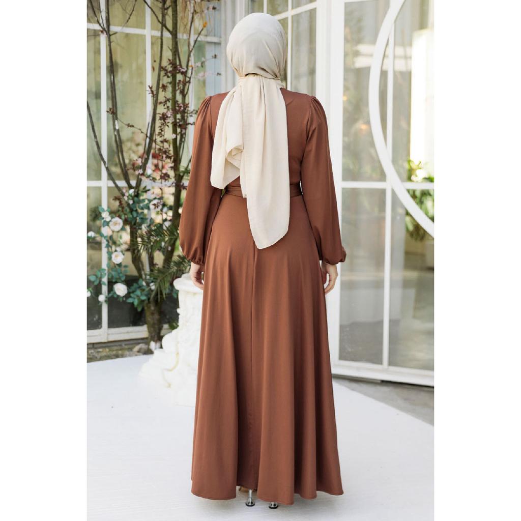 Belted Black Hijab Dress 23101s