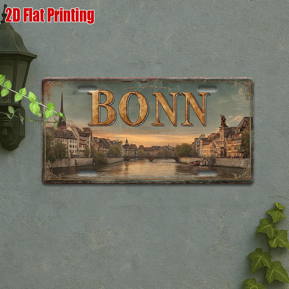 D Flat pc Vintage European Historical Architecture Metal Wall Panel Retro Industrial Suitable for Home Bar Cafe Decor