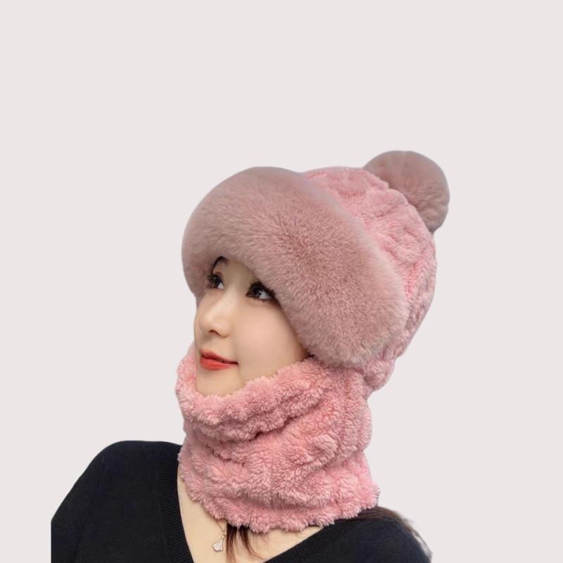 Зимняя шапка-шарф, интегрированная женская, новый стиль с толстым бархатом и теплым чехлом для езды на велосипеде, ветрозащитная и защита ушей, шерстяная шапка для женщин