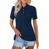 Women's Fashion Casual Lapel Short Sleeve Solid Color Shirt Women's Button Up Tops