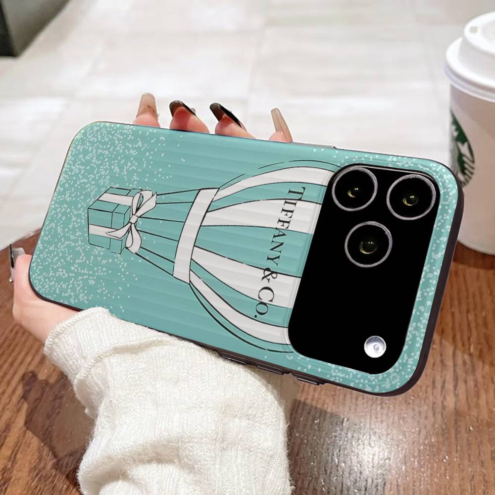 Чехол для iPhone 17 16 15 14 13 12 11 16 Pro Max Plus Pro с логотипом T-tiffanyS и гофрированным рисунком, противоскользящий