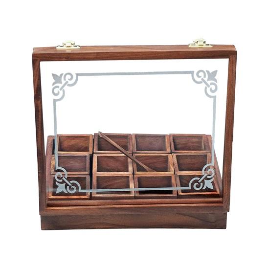 Деревянный контейнер для специй, коричневый, 1 шт.