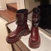 Ботильоны женские на плоской подошве, на платформе, модные, зимняя обувь, новые, для ходьбы, готические челси, трендовые, с пряжкой, гладиаторы, женские ботинки