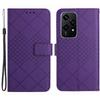 HT06 For Honor 200 Lite Magnetic Phone Case Rhombus Pattern Leather Stand Cover