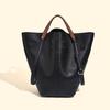 2025 Women's MM6 Equestrian Tote: Large-Capacity Cowhide Handbag, Stylish Commuter Bucket Bag