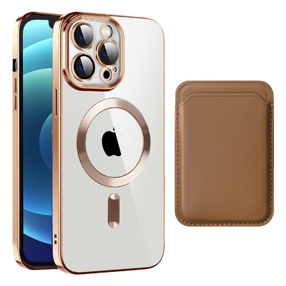 Anti-Scratch Slim Case for iPhone 12 Pro 6.1 inch TPU+PC Phone Cover Magnetic Case with Card Bag