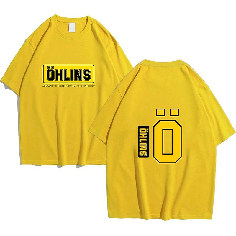 2024 Новая мужская уникальная спортивная гоночная футболка Ohlins из чистого хлопка Повседневная удобная и популярная футболка Shock Ohlins RXF34 M.2 для мужчин