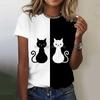Summer New Fashion Anime Cat 3D Printing Women's T-shirt Women's Leisure Trend Street Clothing Short Sleeved Top Women's Clothing T-shirt