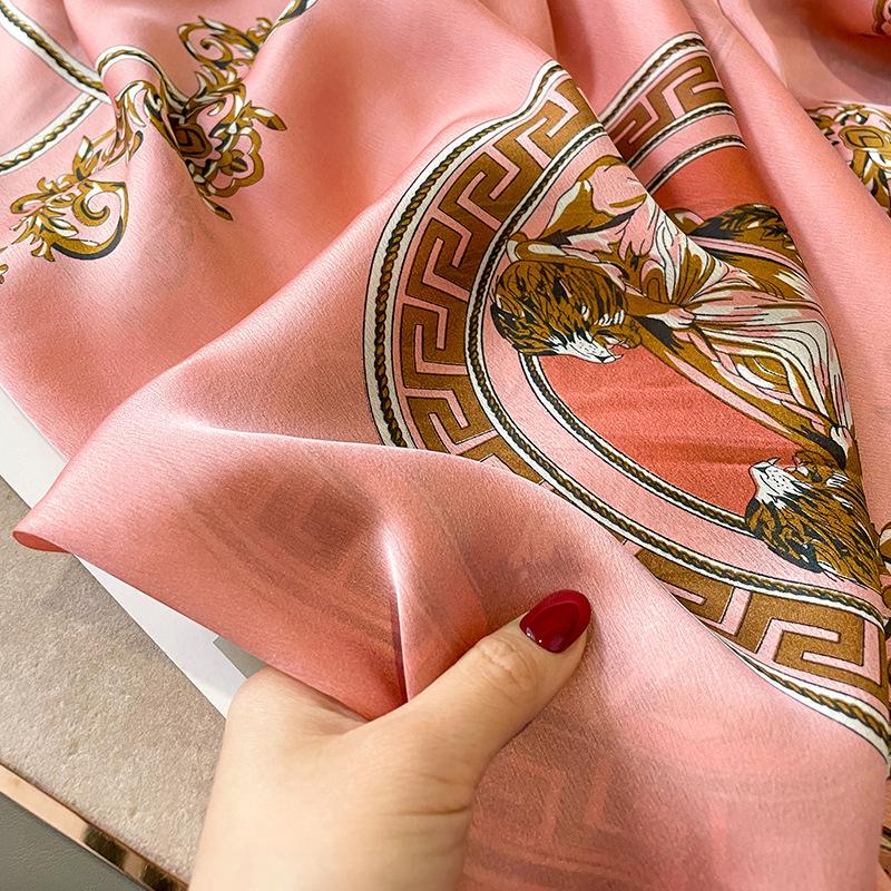 Spring Autumn Warm Sunscreen Silk Scarf Female Flower Print Shawl