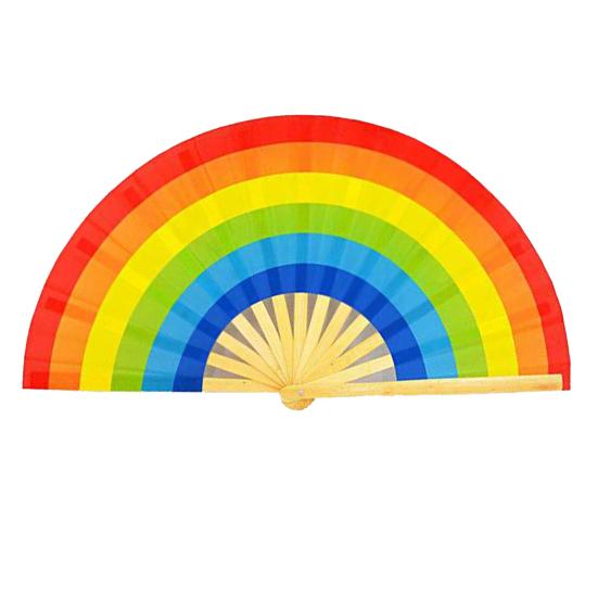 Rainbow Folding Fan Bamboo Ribs Hand Held Fan Portable Summer Fan Decoration Dance Performance Props Party Accessories