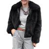 European and American winter dark brown lapel long-sleeved fur jacket short women's casual fashion fluffy zipper jacket