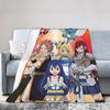 Fairy Tail Natsu Dragneel Happy Fuzzy Blankets Gray Fullbuster Funny Throw Blanket for Home 150*125cm Soft