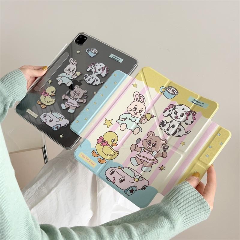 Cartoon Animal Car Design IPad 10.9 Inch Magnetic Detachable Case TPU Hard Shell With Auto Sleep Wake