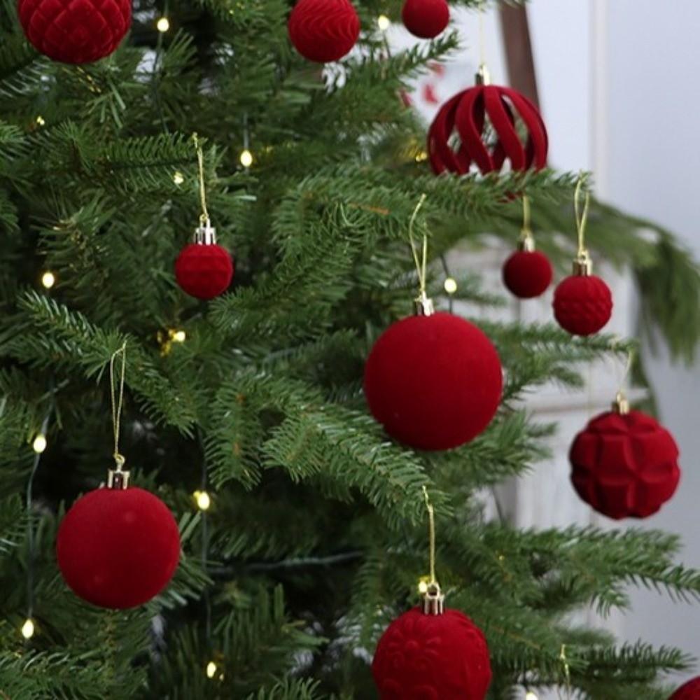 30pcs/Set Sparkling Christmas Spheres Velvet Christmas Tree Props Window Decoration