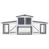 Outdoor Hutch for Rabbits - vidaXL - Grey and White - 204x45x85 Cm - Solid Fir Wood
