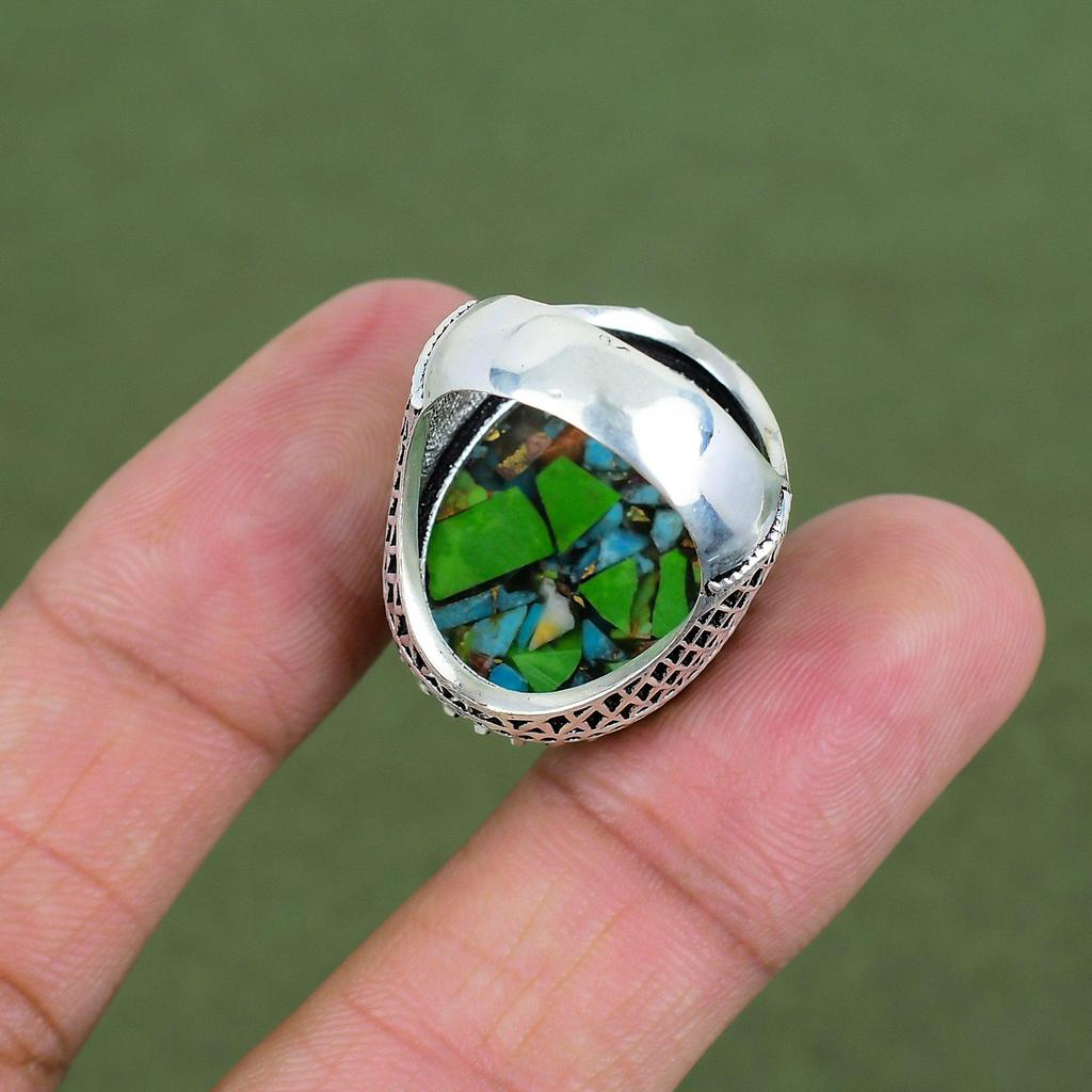 Кольцо Fiesta Kingman Turquoise Кольцо из стерлингового серебра 925 пробы Ручная работа Дизайнерские украшения Кольцо с драгоценным камнем Multi Copper Turquoise Доступно в размере кольца