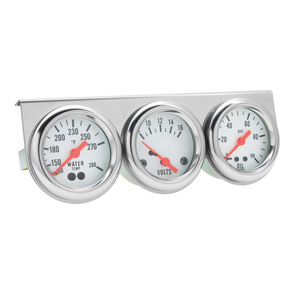 3 IN 1 Car Gauge Water Temp + Voltage + Oil Pressure Gauge Meter with LED Light for Car Marine Trucks Tractor Triple Gauge Set