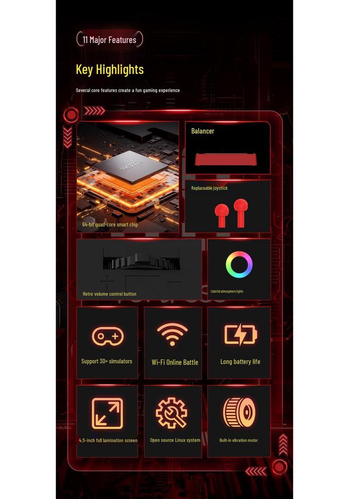 Ручная игровая консоль XF45V: 4,5-дюймовый экран, ОС Linux, Классические игры FC и PSP, Открытый исходный код