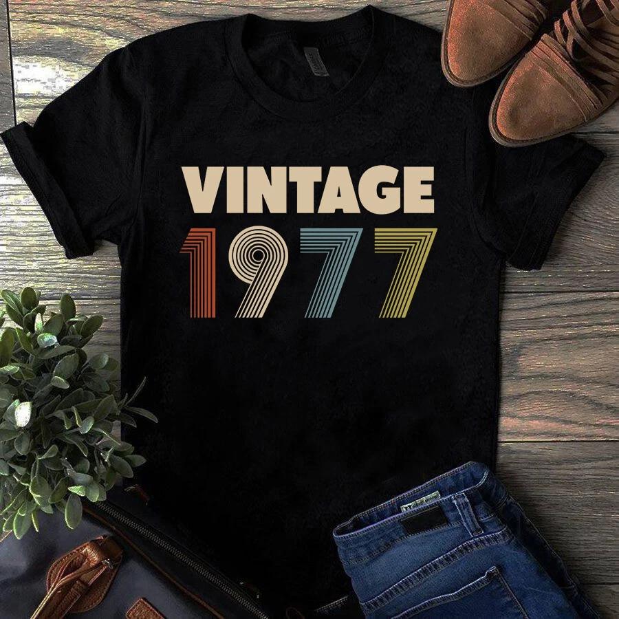 Винтажные 1977 года Унисекс Мужские Женские Мужские и Женские Футболки