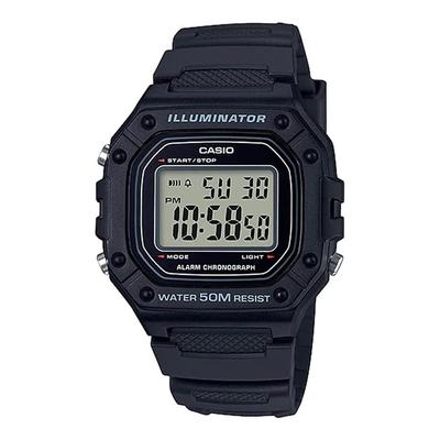 Стандартные цифровые часы W-218H-1AV унисекс дешевые Casio черные зарубежные модели [параллельный импорт]