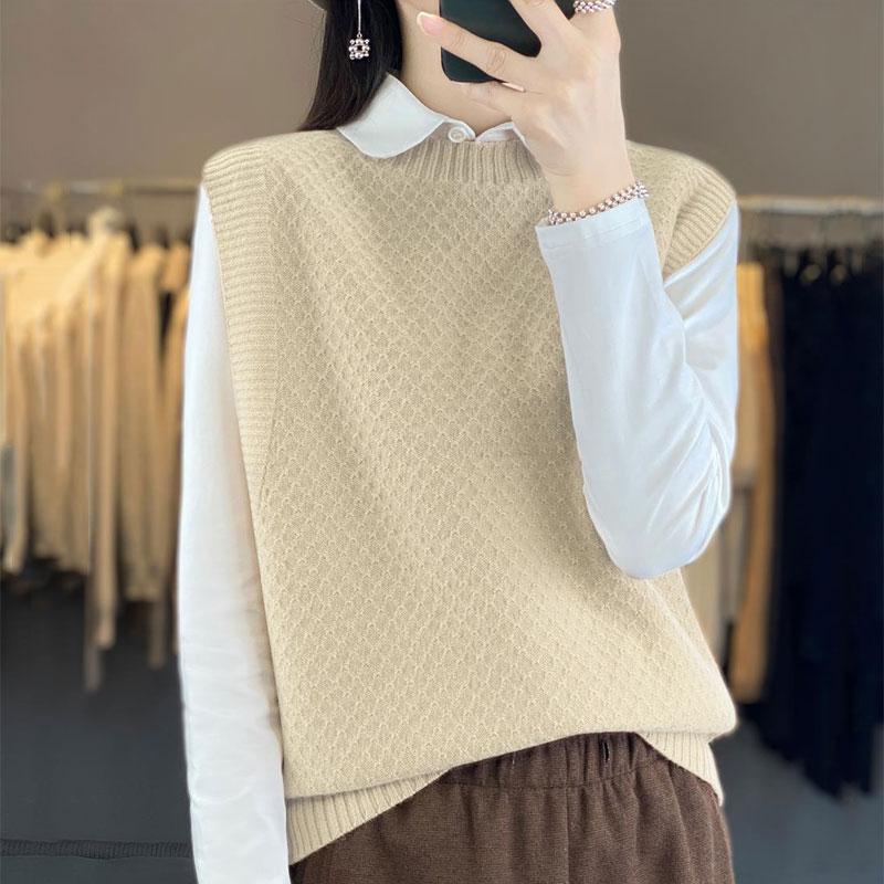 Женский кашемировый жилет Qinghe Cashmere 30% кашемир 70% шерсть Женский осенне-зимний кашемировый жилет мягкий и теплый
