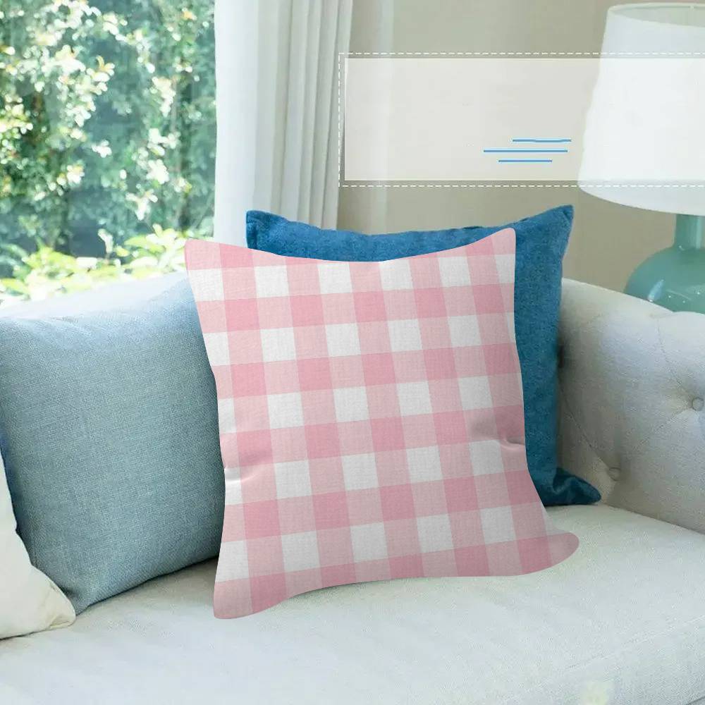 Stripe Plaid Throw solid color Pillow Covers Cartoon Sofa Decorative Home Doublesided Printing Short Plush Cushion Cover