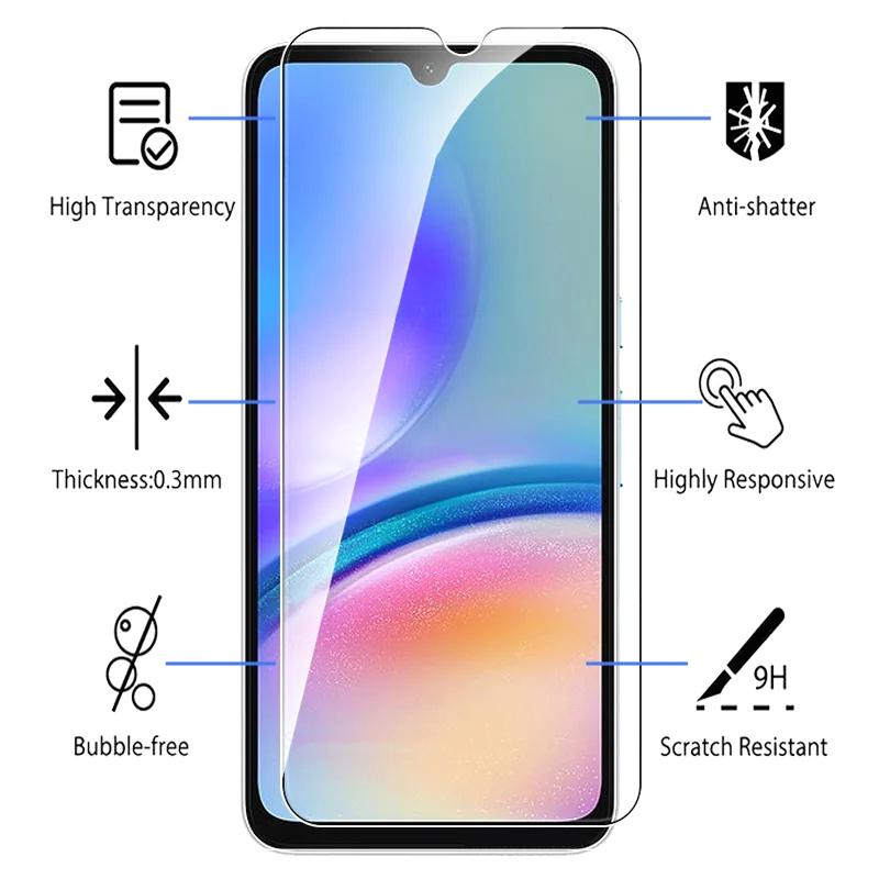 4IN1 [2 стекла для экрана + 2 объектива, пленка для камеры] HD стекло Защитное стекло для экрана из закаленного стекла для Samsung Galaxy A05 A05S A04 A04S A14 A34 A54 A24 A15 A25 A55