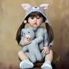BZDOLL 55 CM Reborn Full Vinyl Body Baby Girl Lifelike Realistic 22 Inch Doll Long Brown Hair Princess Toddler Bebe Birthday Gift