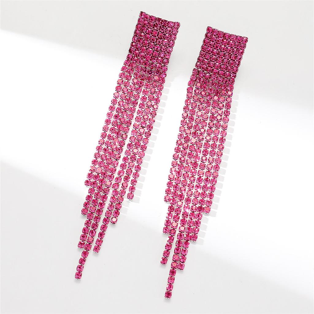Personalised Super Shiny Rhinestone Long Tassel Earrings Premium Feeling Rhinestone Earrings Photo Earrings Women's Earrings 1 Pair