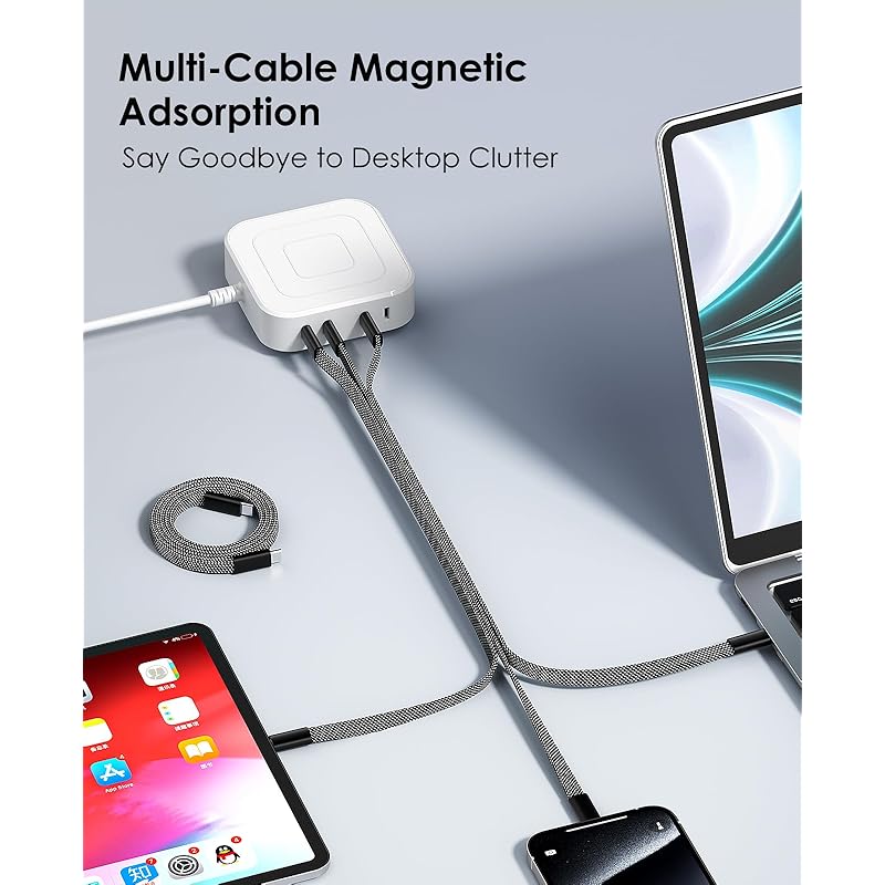 Magtame Type C Cable Flat Flat Magnet Automatic Storage 240W/5A Fast Charging Type-c Cable QC4.0/PD3.1 Compatible Usbc-usbc Cable Metal Connector