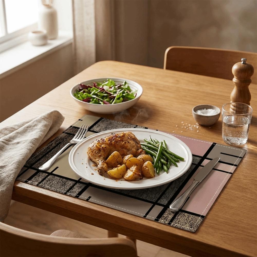 2PCS Oil-Proof Dining Table Mat Rectangular Coffee Cup Mats Washable Heat-Insulating Mat Kitchen