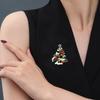 Fashion Enamel Rhinestone Christmas Tree Brooches Women Coat Clothing Badges Jewelry Accessries