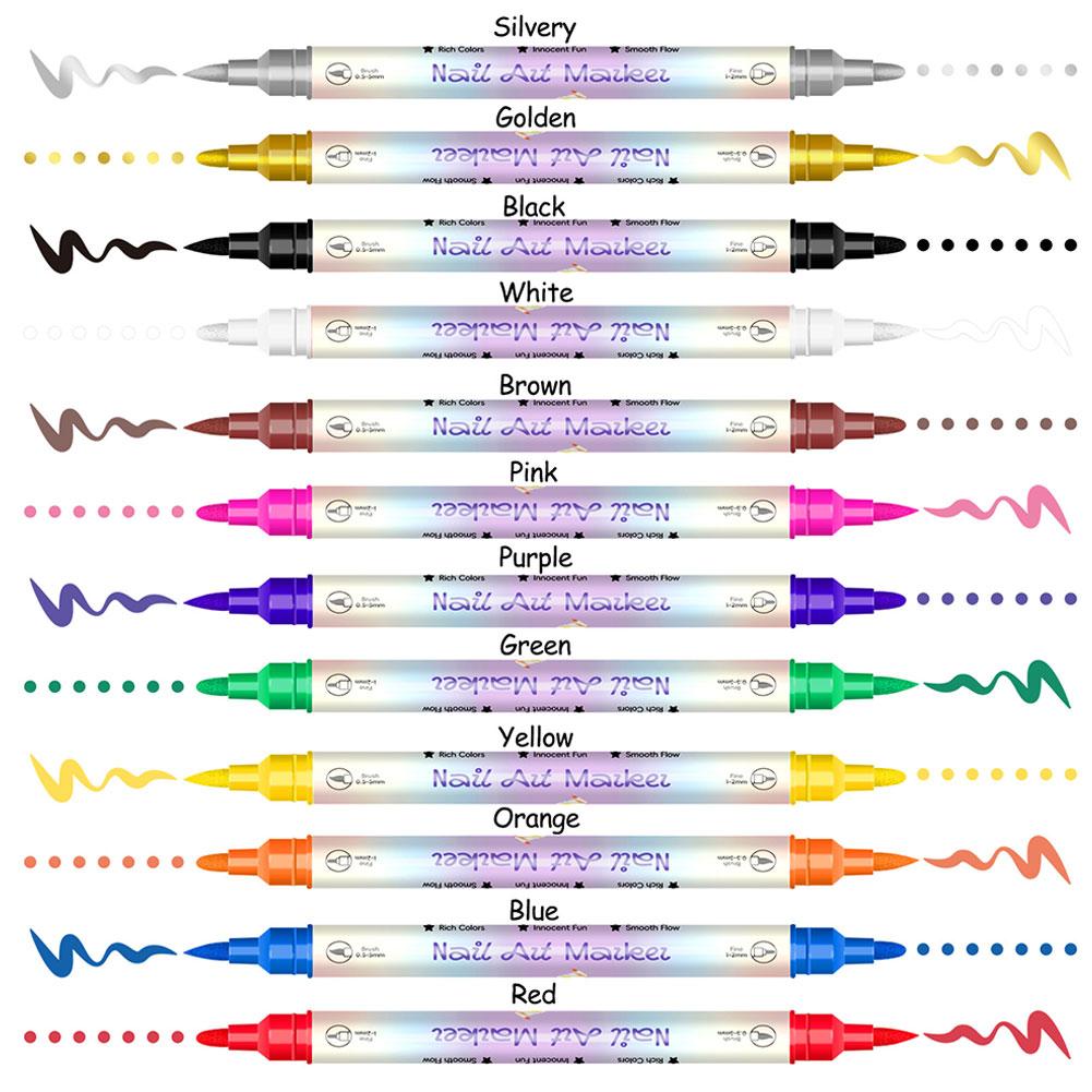 12 шт. Маркер-ручка для нейл-арта DIY Рисование Граффити Ручка для нейл-арта Водонепроницаемый Быстросохнущий Карандаш для рисования линий Инструмент для маникюра НОВИНКА