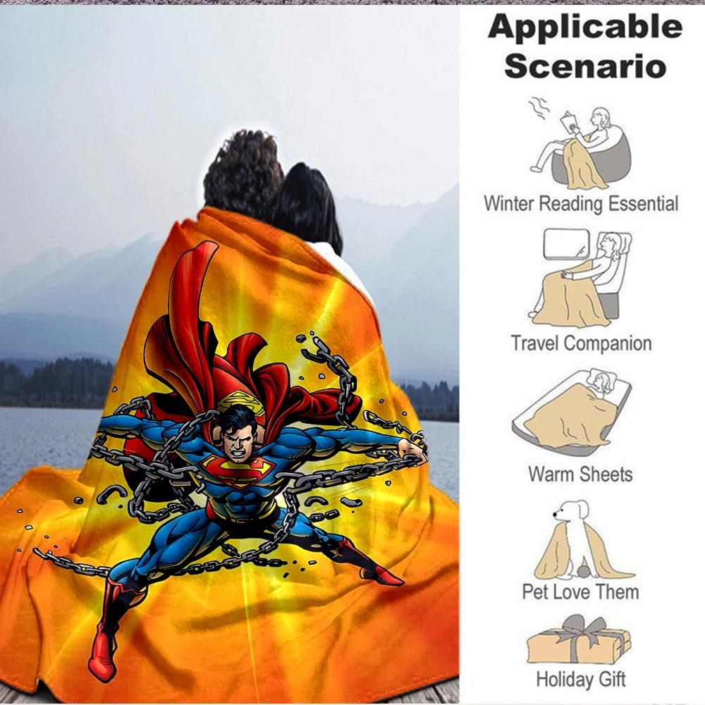 1pc Superman, Chains Flannel Throw Blanket Soft, Warm & Cozy for Couch, Bed, Office, and Travel Versatile All Season Gift, Christmas present
