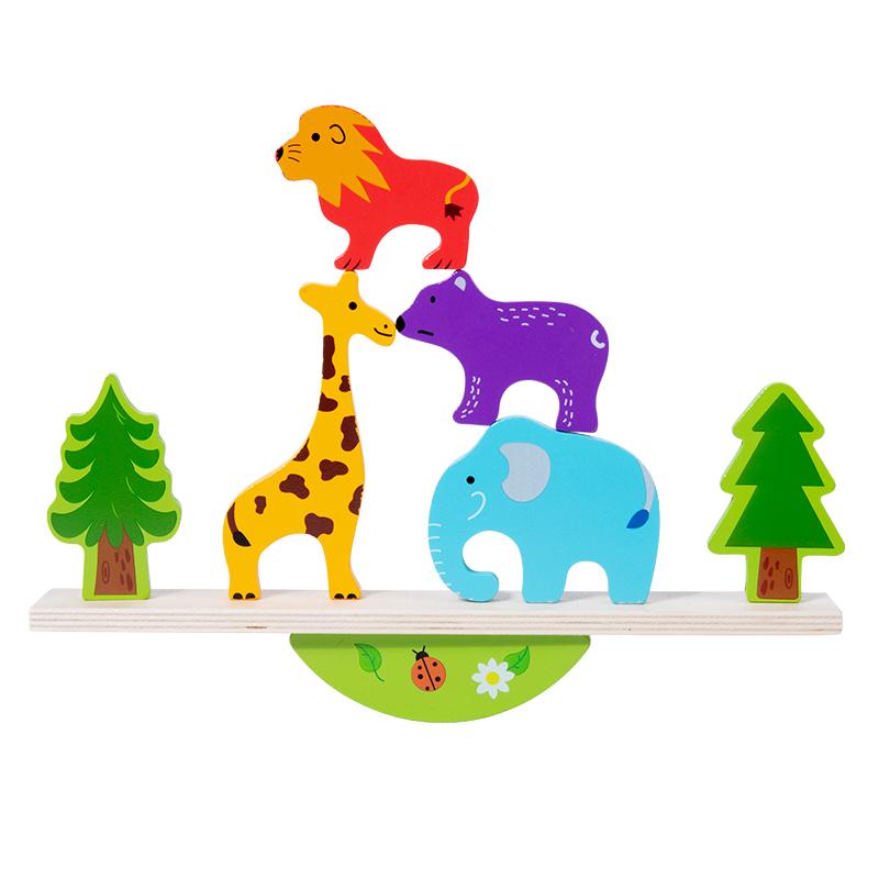 Сенсорные игрушки Монтессори Игрушки-пирамидки для малышей Животное-кролик Балансир Деревянные кубики Игра для раннего развития Подарок