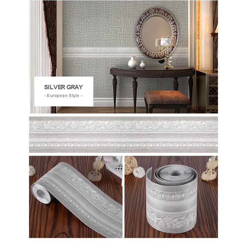 5M Водонепроницаемые обои для талии Туалет Ванная комната Самоклеящиеся плинтусные линии Декор Плинтус Коридор Пол Бордюр 3D Наклейки