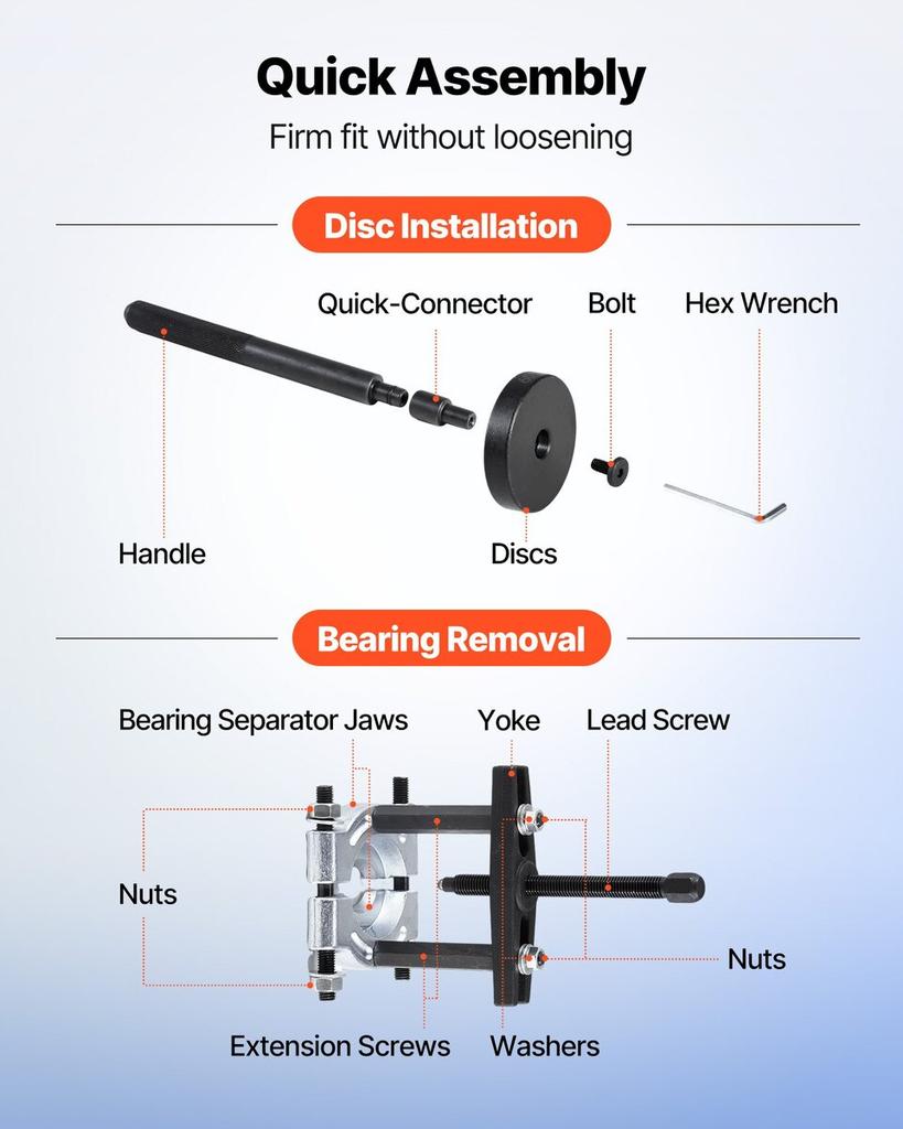 Bearing Press Kit, 52+14 Pcs, 2 in 1 Bushing Driver Tool & Bearing Press Kit, Race and Seal Driver Set with 49 Bushings, Separators and Jaws, Heavy