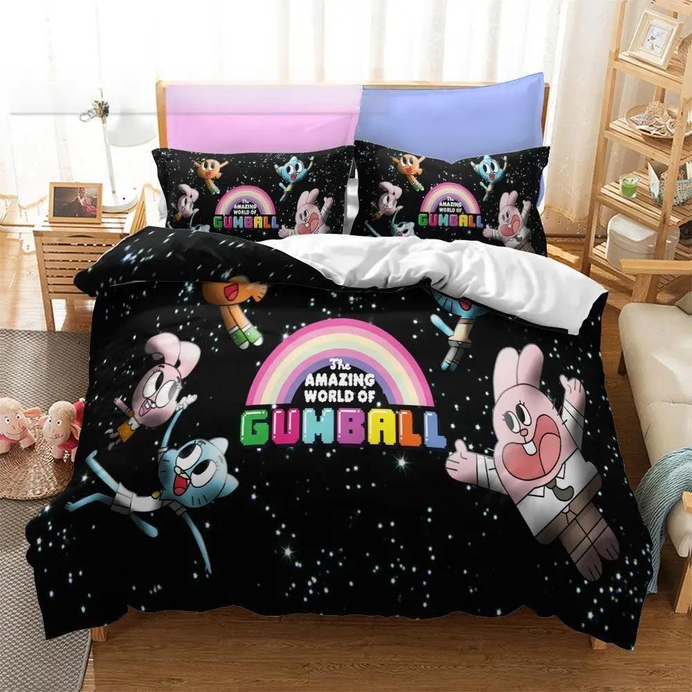 Anime Amazing World Gumball 3D Printed Bedding Collection Darwin Anais Duvet Cover King Queen Full Twin Size For Bedroom Home Textile
