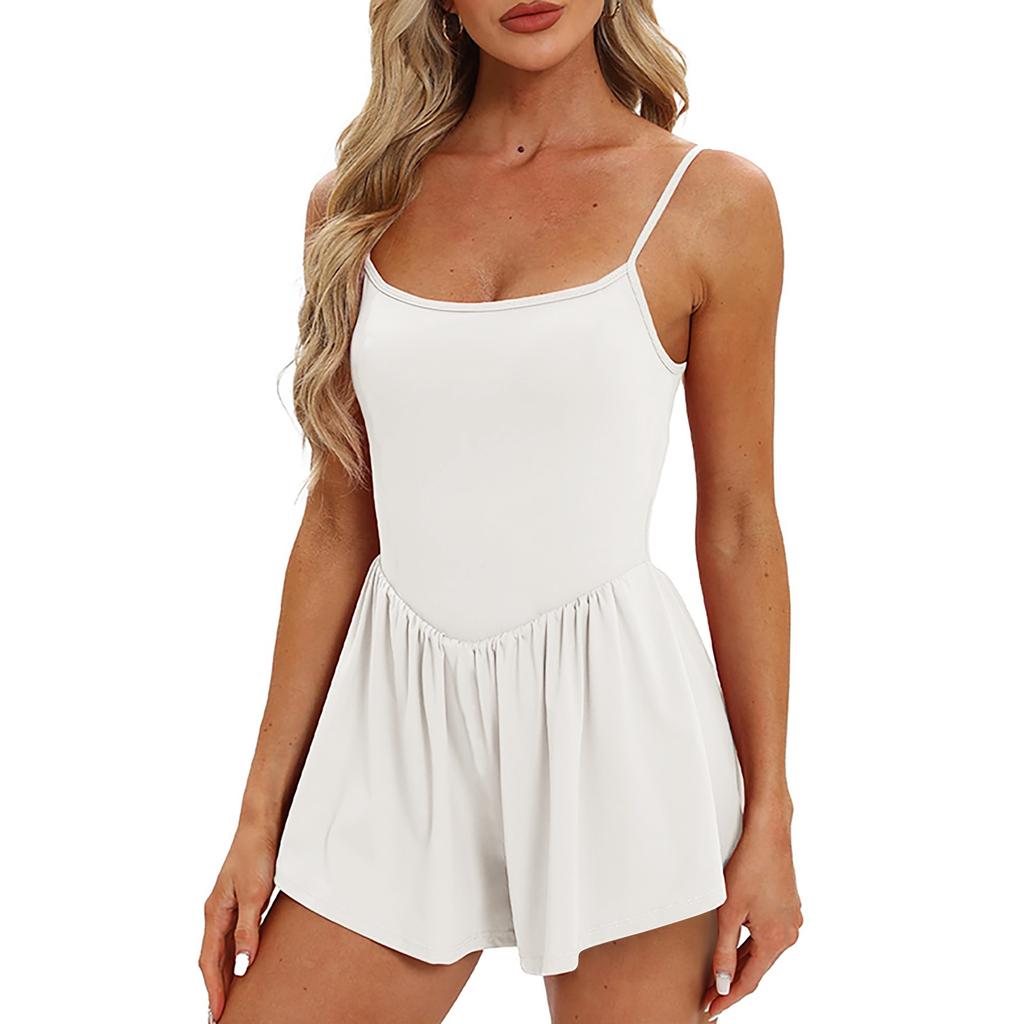 Женское модное однотонное повседневное спортивное платье без рукавов с короткими ремнями