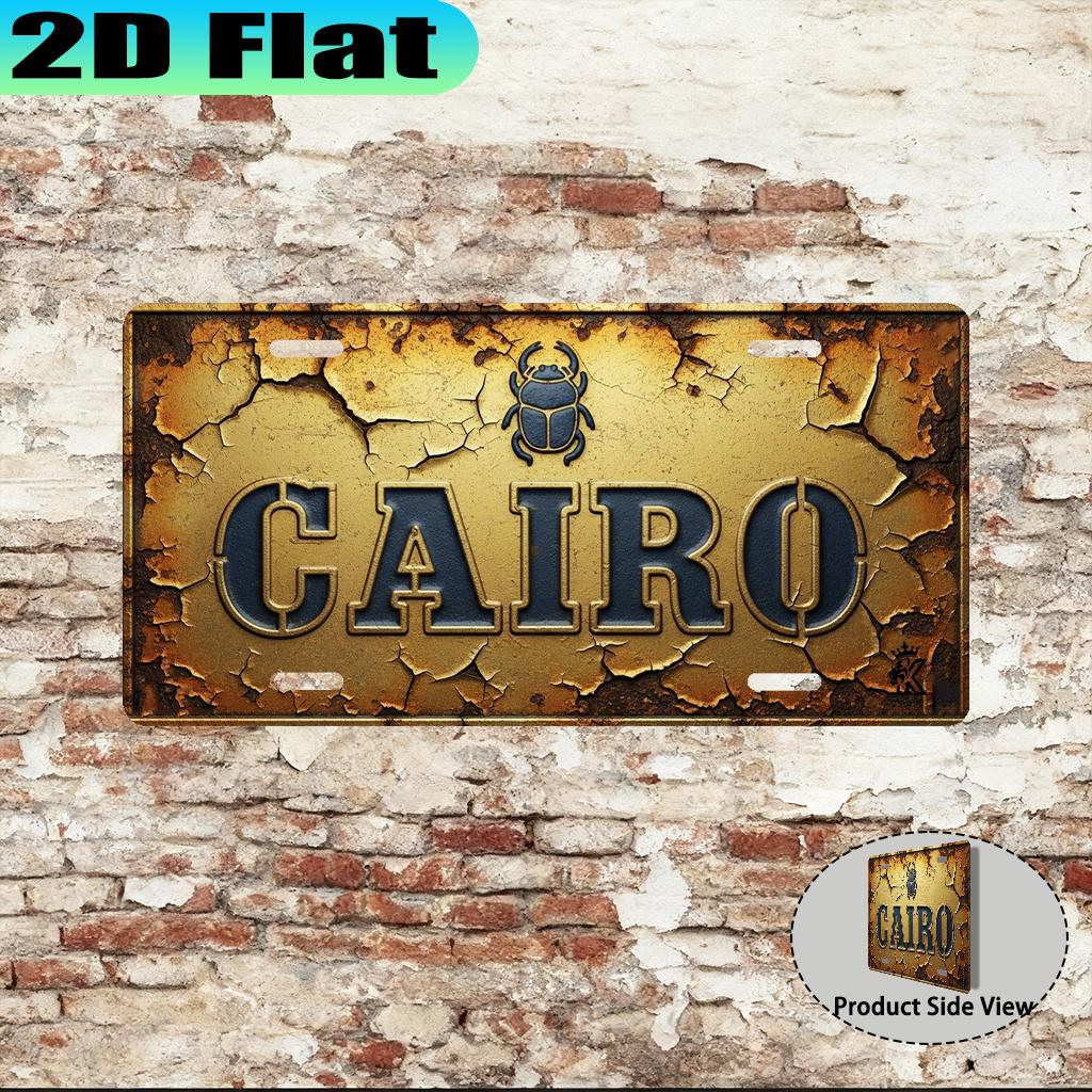 D Flat pc Vintage Aluminum Sign from Cairo (X Inch Retro Urban Style Gift for Travel Enthusiasts Commemorative Gift