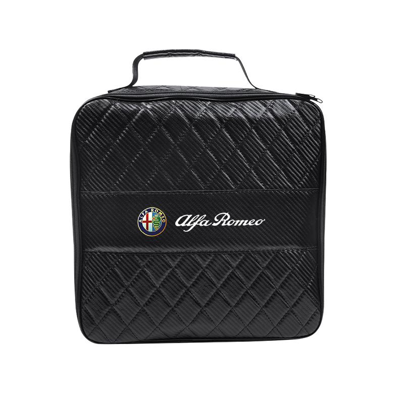 MABX8 Car Charging Cable Storage Bag Trunk Organizer For Alfa Romeo 147 MiTo Giulia 156 159 Stelvio 4C Giulietta Brera Disco Volante