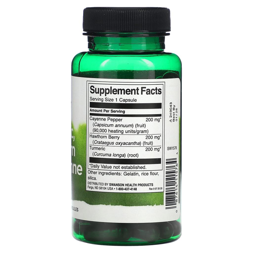 Turmeric, Hawthorn & Cayenne, 60 Capsules