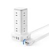 NTONPOWER Башня 2м Сетевой фильтр с USB-удлинителем, 12 розеток переменного тока, 2 порта USB-A и 2 порта USB-C, Поворотная вилка 180°, Сертификация PSE, Защита от молнии и перегрузки