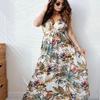 Women Bohe Maxi Long Sundress Summer Female V Neck Backless Sleeveless Floral Print Bandage Party Dresses TCFZ-60
