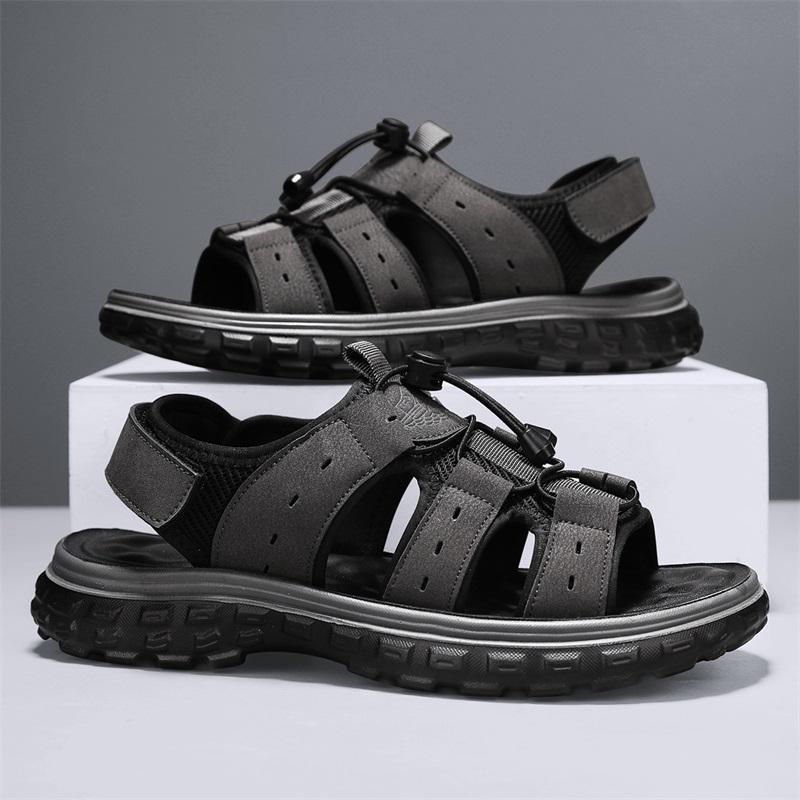 Мода 2024 года, новые сандалии ручной работы, мужские дышащие летние туфли, мужские сандалии для отдыха на открытом воздухе, противоскользящие пляжные сандалии, полые туфли