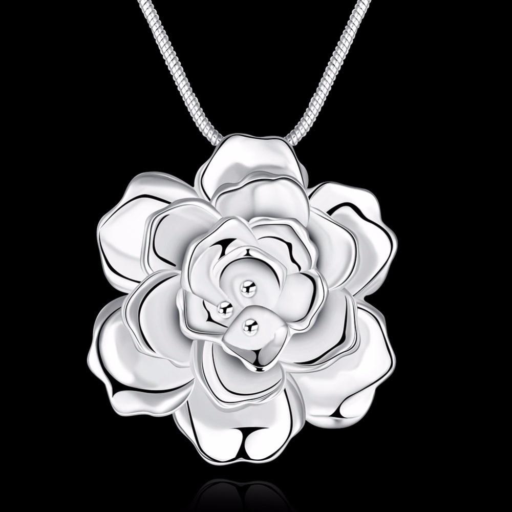 Lekani 925 Sterling Silver Lotus Necklaces &Pendants For Women Elegant Flower Short Necklace Sterling Silver Fine Jewelry Bijou