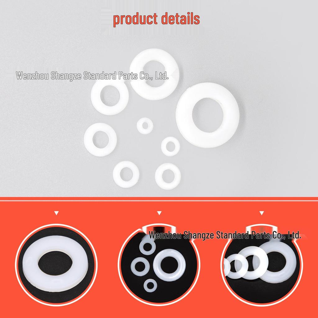 Белая Нейлоновая Плоская Шайба-Прокладка - Пластиковая Шайба для Винта